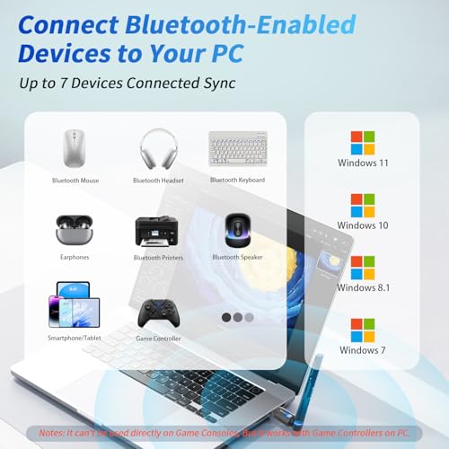Krisnorey Long Range Bluetooth 6.0 Adapter for PC, Built-in PA for 5dBi High-Gain Wireless USB Dongle for Windows 11/10/8.1 Laptop Desktop, Plug & Pair w/Bluetooth Headphones Speaker Keyboard Mouse - Image 3