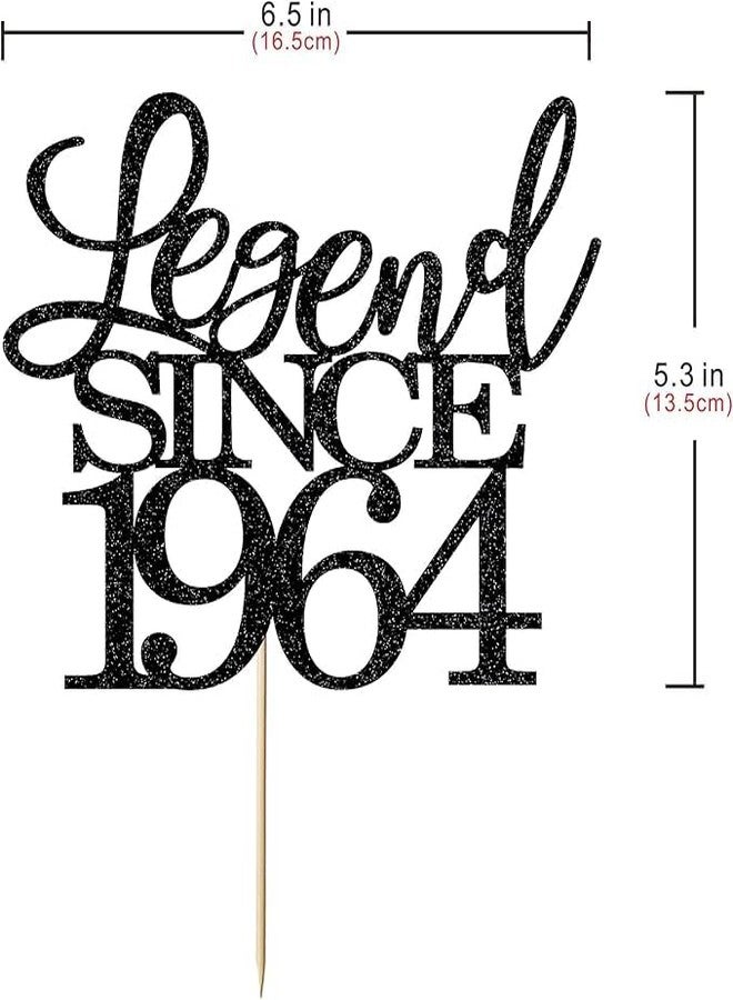 TrifleArte Legend Since 1964 Cake Topper | Black Color Glitter Cake Topper | Glitter Cake Decoration | B'day Celebration/Black Color - Image 3