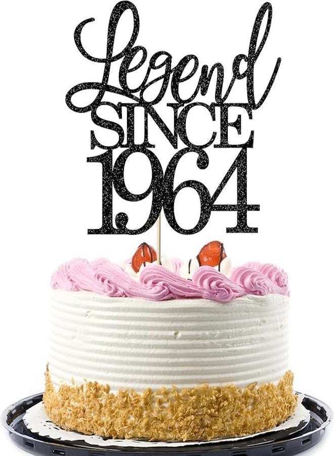 TrifleArte Legend Since 1964 Cake Topper | Black Color Glitter Cake Topper | Glitter Cake Decoration | B'day Celebration/Black Color - Image 1