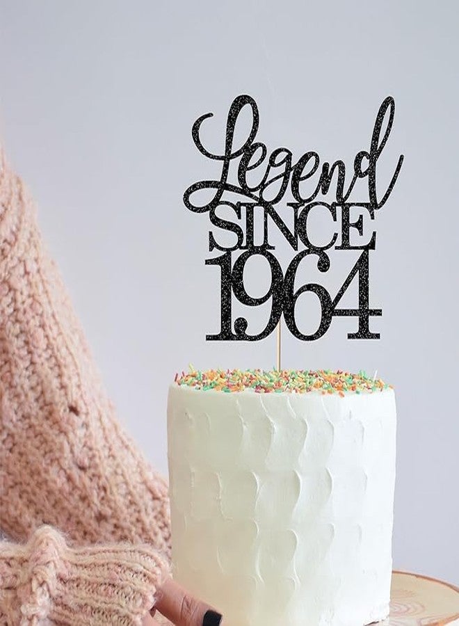 TrifleArte Legend Since 1964 Cake Topper | Black Color Glitter Cake Topper | Glitter Cake Decoration | B'day Celebration/Black Color - Image 2
