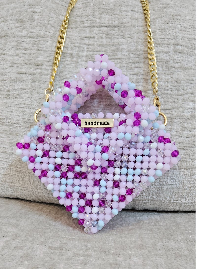 Handmade Crystal beaded hand/crossbody /shoulder bag for women - Image 5