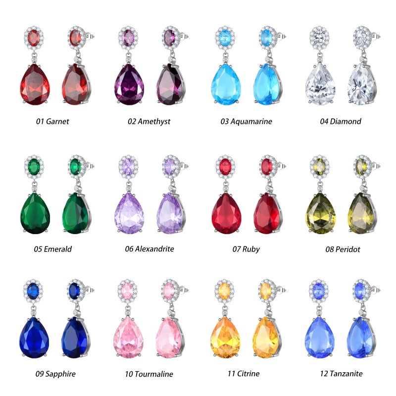Juwaliy Pink Women Dangle Earrings Teardrop October Birthstone Tourmaline Earring Jewelry 925 Sterling Silver Mom Birthday Christmas Valentine's Day Gift - Image 2