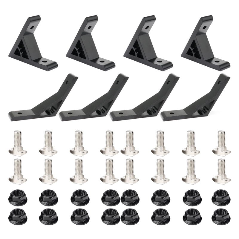 Blccloy 4Pcs 45Deg  4Pcs 135Deg 2020 Aluminum Extrusion T Slot Angle Bracket 20 Series Extruded Hardware 45 Degree Joint Corner Connector For 45 135 Degree 20/20 80 20 2040 Black Aluminum Profile - Image 1