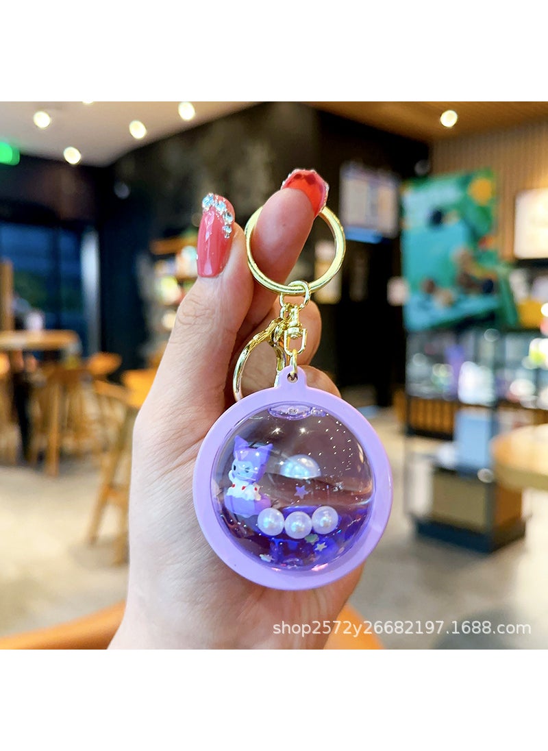 Generic Factory Wholesale Glowing Keychain Night Light Flashy TikTok Popular Three Lily Doll Grabbing Machine Pendant Chain Childrens G Purple Planet coolomi/silver key ring 