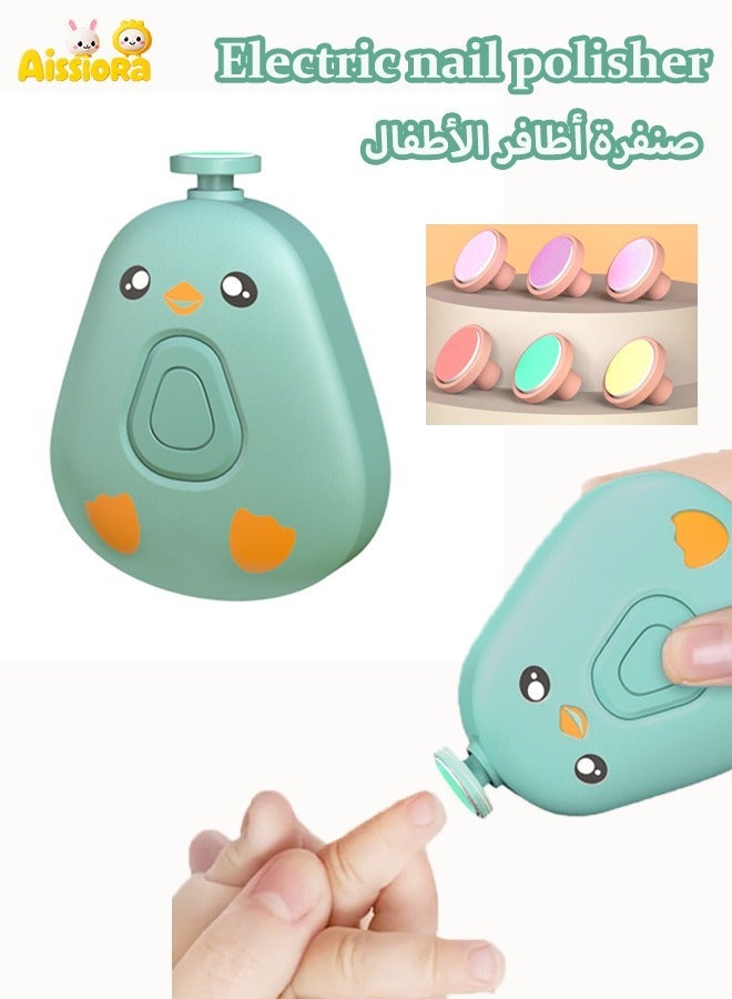 Aissiora Electric nail polisher Baby nail trimmer Children's nail clippers Splash-proof electric nail clippers With 6 grinding heads - Image 1