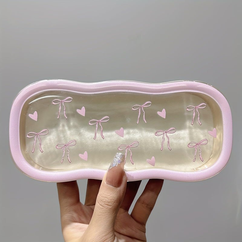 SWIUKPHE Cute Hard Shell Clear Eyeglass Case with Bow Design for Sunglasses and Reading Glasses - Image 2