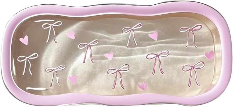 SWIUKPHE Cute Hard Shell Clear Eyeglass Case with Bow Design for Sunglasses and Reading Glasses - Image 1
