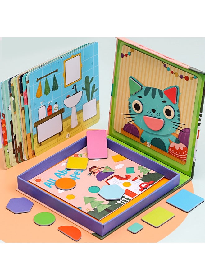 Animal Magnetic Matching Puzzle Puzzle Early Education Toys Parent-child Interactive Game Logical Thinking Training Children 3 +-Color:Magnetic Geometry Matching - Image 1