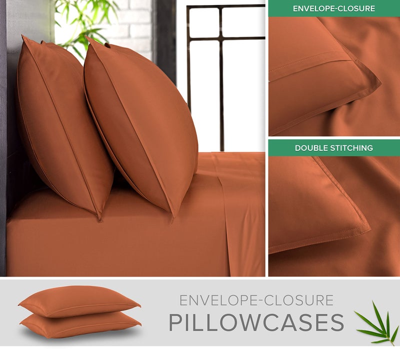 Pure Bamboo Full Sheets by Pure Bamboo  Genuine 100% Organic Viscose Derived from Bamboo Bed Sheet Set  Luxuriously Soft & Cooling  Double Stitching  Lifetime Quality Promise (Full  Terracotta)  - Image 3