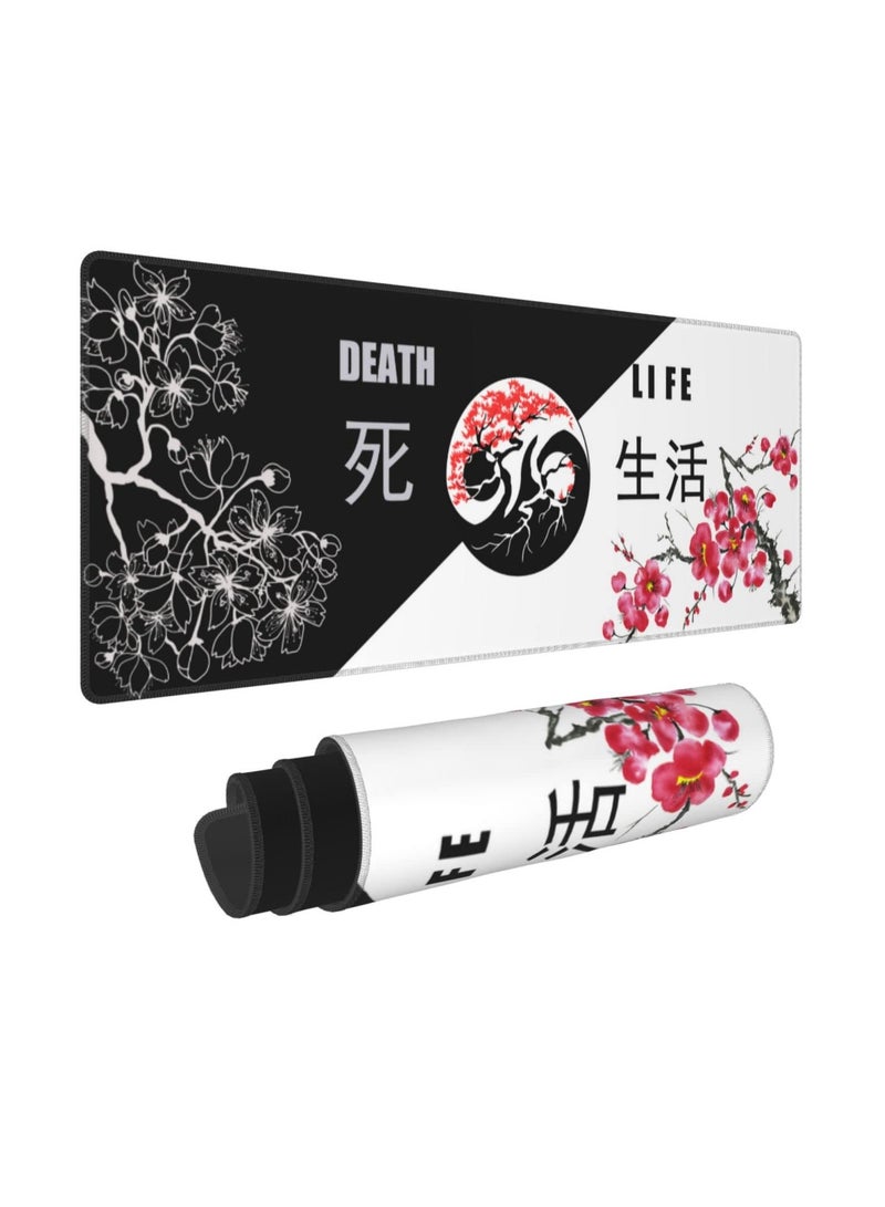 SYOSI Large Gaming Mouse Pad, Extended XL Mouse Pad, White Wave Mouse Pad with Anti-Slip Base, 31.5 x 11.8 Inch Mouse Pad for Home/Office/Gaming/Working - Image 1