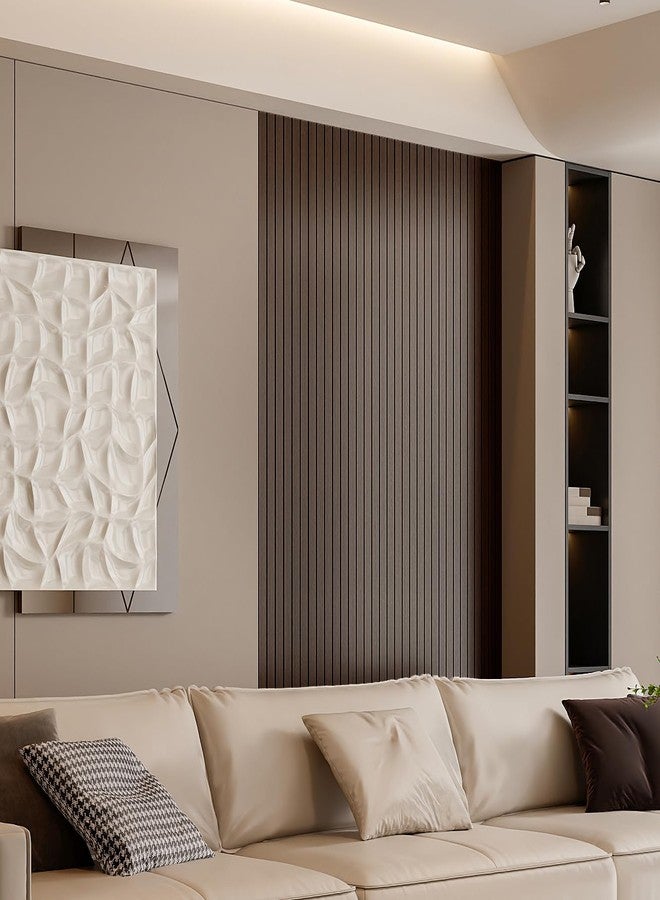 YLL YLL PVC Slat Wall Panel Peel and Stick 236"x 15.7" Faux Smoked Wood Grain Slat Panel Self-Adhesive Wallpaper Soundproof 3D Wall Panels - Image 3