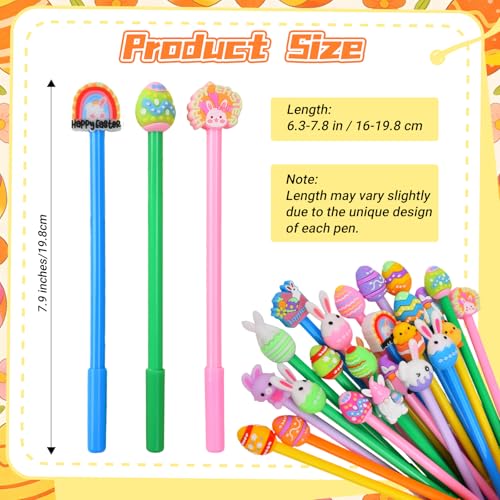 Zhirlyn Easter Party Favor Easter Pens Bulk Cute Fun Kawaii Easter Eggs Rabbit Chicken Shape Gel Ink Pens for School Office Home and Birthday Pen (Easter, 24) - Image 2
