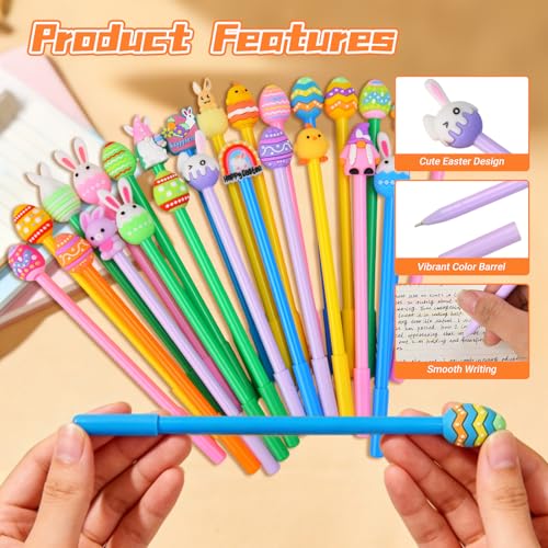 Zhirlyn Easter Party Favor Easter Pens Bulk Cute Fun Kawaii Easter Eggs Rabbit Chicken Shape Gel Ink Pens for School Office Home and Birthday Pen (Easter, 24) - Image 5