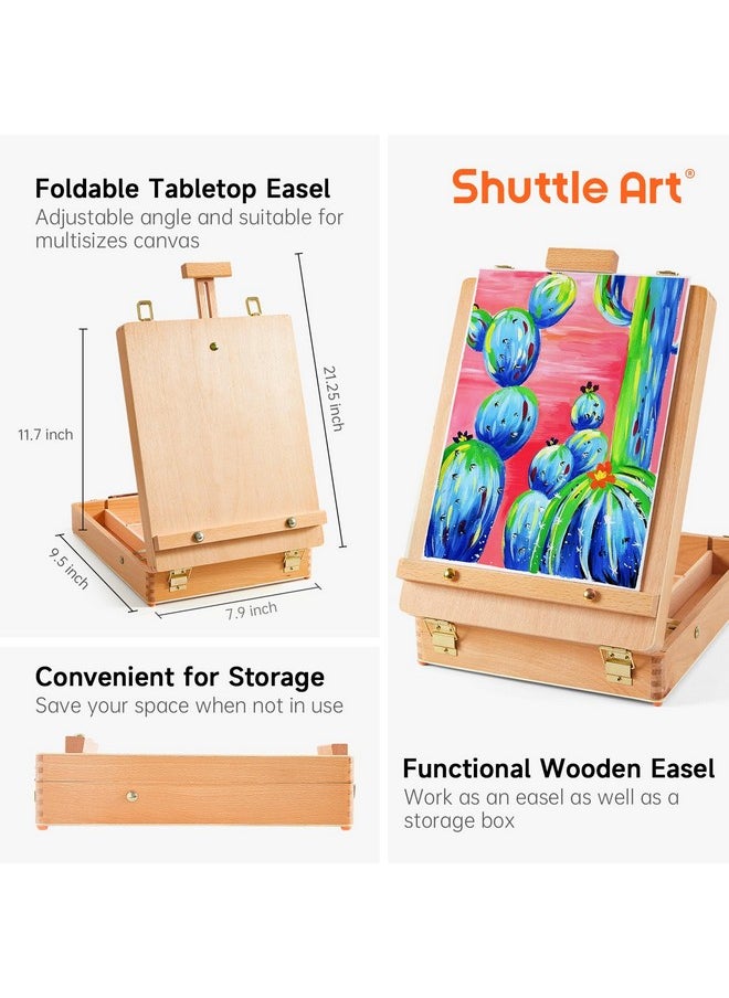 Shuttle Art - Acrylic Painting Set 59 Pack Professional Painting Supplies With Wood Tabletop Easel 30 Colors Acrylic Paint Canvas Brushes Palette Complete Painting Kit For Kids Adults Artists - Image 1