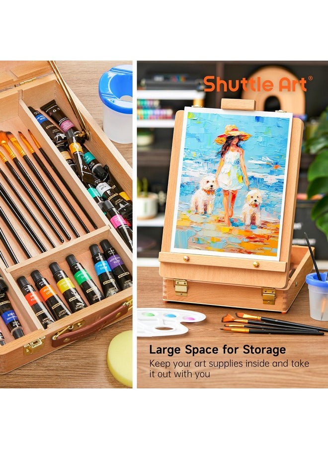 Shuttle Art - Acrylic Painting Set 59 Pack Professional Painting Supplies With Wood Tabletop Easel 30 Colors Acrylic Paint Canvas Brushes Palette Complete Painting Kit For Kids Adults Artists - Image 1