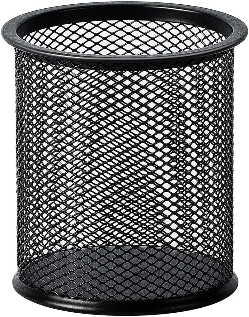 WeKonnect® Metal Mesh Pen Holder Desk Organizer | Multi-Functional Office Desktop Stationery Storage Pen Stand for School Office & Home | Pack of 2 Black - Image 2