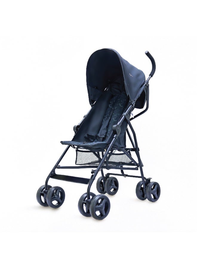 Nurtur Leo Travel Lightweight Stroller Pro – Compact Fold, Adjustable and removable Sun Canopy, Portable Buggy for Toddlers 6-36 Months, Easy Fold, Shopping Basket, 5 point Harness, Padded seat & Backrest, Swivel front wheels with lock  - Black - Image 1