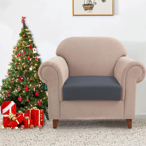 NC HOME Water-Repellent Sofa Cushion Covers Jacquard High Stretch Fabric Furniture Protector for Living Room, Washable Sofa Seat Slipcover, 1 Seater Settee (Chair Cushion, Gray) - Image 2