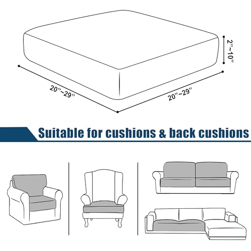 NC HOME Water-Repellent Sofa Cushion Covers Jacquard High Stretch Fabric Furniture Protector for Living Room, Washable Sofa Seat Slipcover, 1 Seater Settee (Chair Cushion, Gray) - Image 3