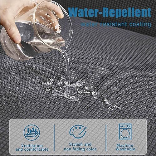 NC HOME Water-Repellent Sofa Cushion Covers Jacquard High Stretch Fabric Furniture Protector for Living Room, Washable Sofa Seat Slipcover, 1 Seater Settee (Chair Cushion, Gray) - Image 4