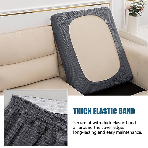 NC HOME Water-Repellent Sofa Cushion Covers Jacquard High Stretch Fabric Furniture Protector for Living Room, Washable Sofa Seat Slipcover, 1 Seater Settee (Chair Cushion, Gray) - Image 5