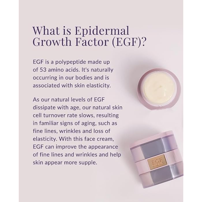 DHC EGF Cream, Hydrating Peptide Moisturizer, Collagen, Skin-Renewing, Firmness and Radiance, Fragrance and Colorant Free, Ideal for All Skin Types, 1.2 oz. Net wt. - Image 3