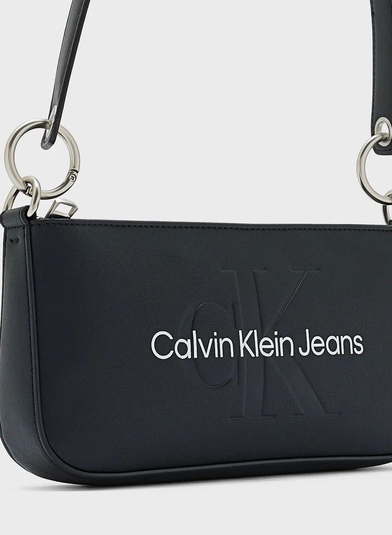 CALVIN KLEIN Sculpted Monogram Detailed Shoulder Bag