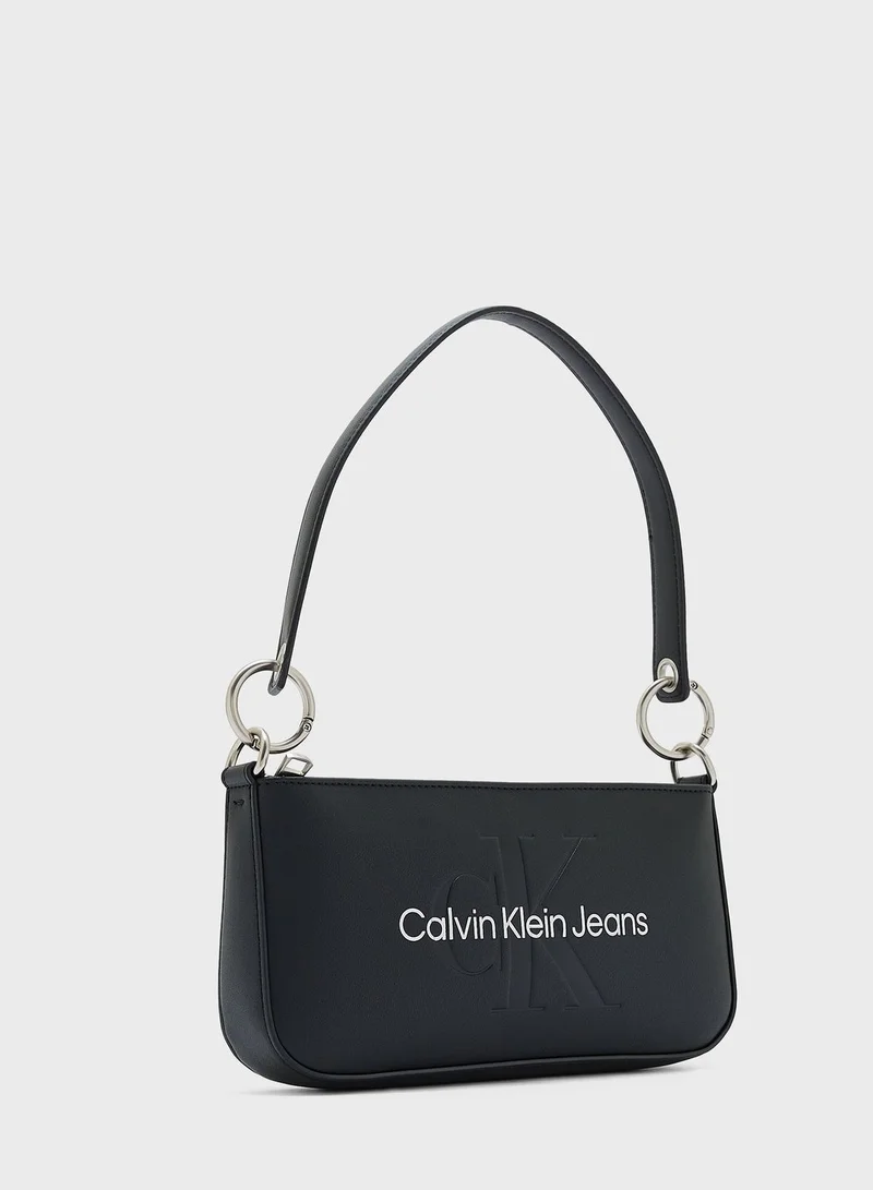 CALVIN KLEIN Sculpted Monogram Detailed Shoulder Bag