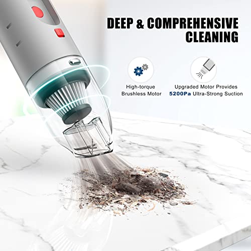 FYA Handheld Vacuum Cleaner Cordless, Wireless Hand Vacuum&Air Blower 2-in-1, Mini Portable Car Vacuum Cleaner with Powerful Suction, USB Rechargeable Vacuum for Home and Car, Silver, HEPA Filter - Image 3