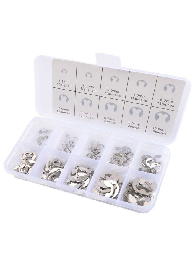 MARSTEK 304 Stainless Steel E Clip Assortment Kit E-Clip External Retaining Ring Assortment Set (M1.5-M10,120 PCS) - Image 1