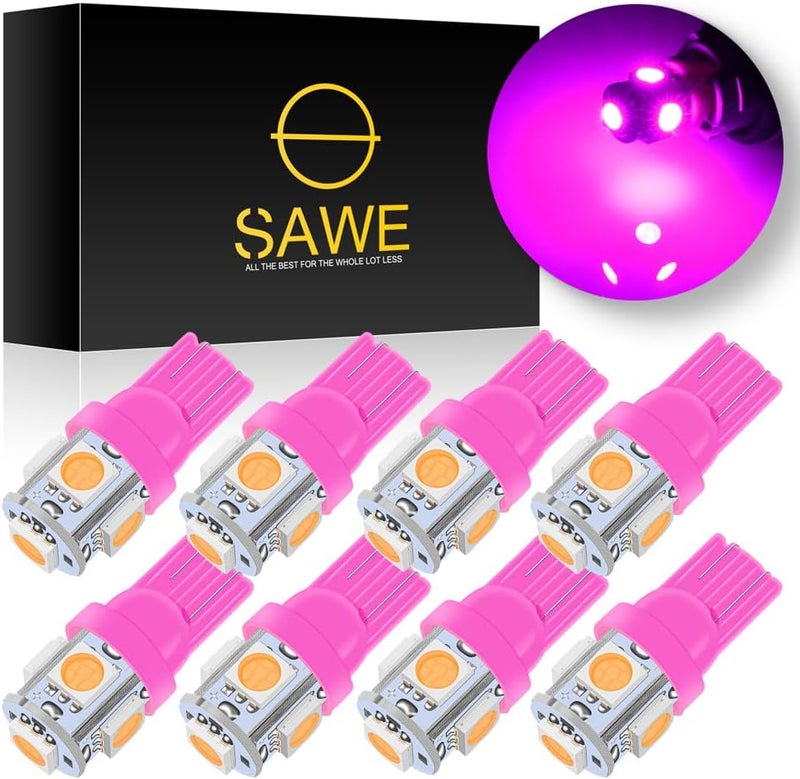 SAWE 8-Pack LED License Plate Dome Map Lights - Pink/Purple - Image 1