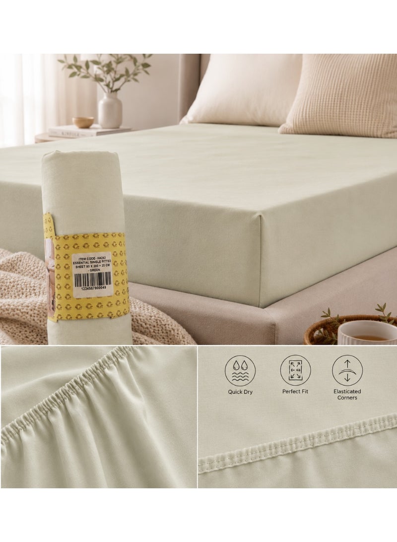 Home auraa 1-Piece Essential Microfiber Fitted Sheet Solid,Color: Green, SIngle (90 x 200 + 25 cm),Design Soft Fabric Deep Pocket Elastic Edge Bed Linen - Image 3