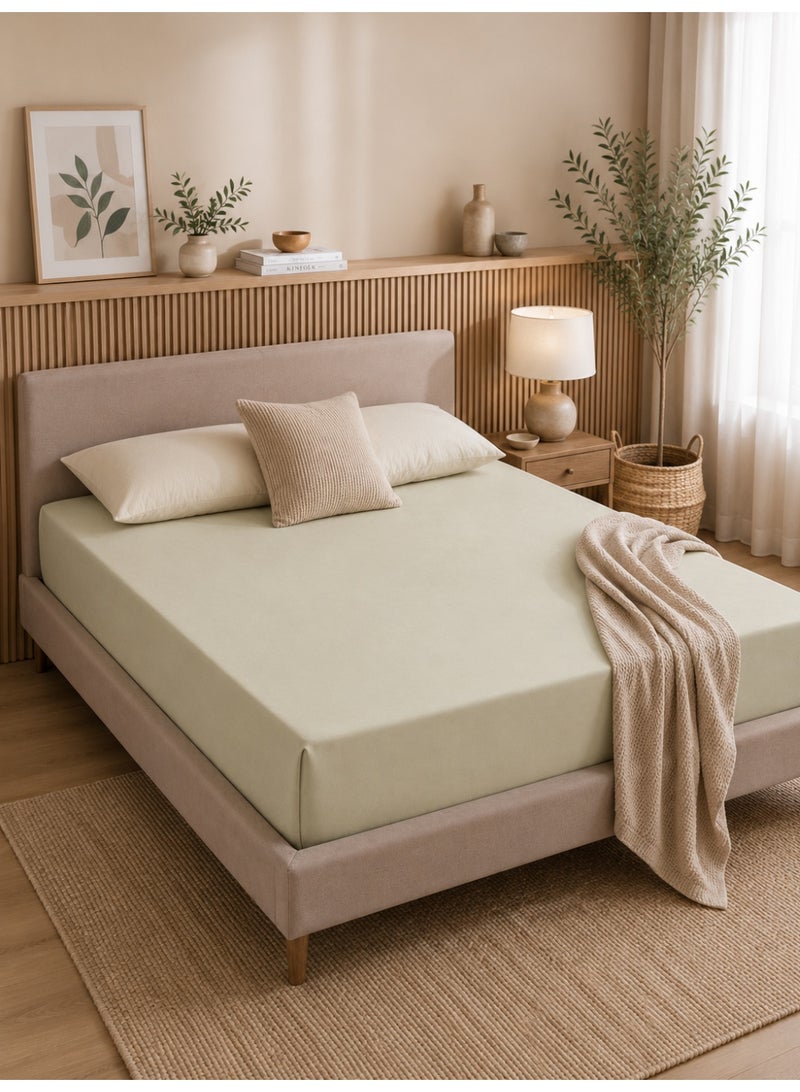 Home auraa 1-Piece Essential Microfiber Fitted Sheet Solid,Color: Green, SIngle (90 x 200 + 25 cm),Design Soft Fabric Deep Pocket Elastic Edge Bed Linen - Image 4