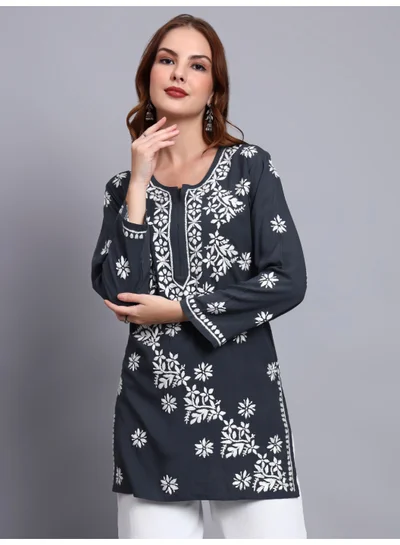 Alaya Women Chikankari Hand Embroidered Rayon Kurti -AL4071