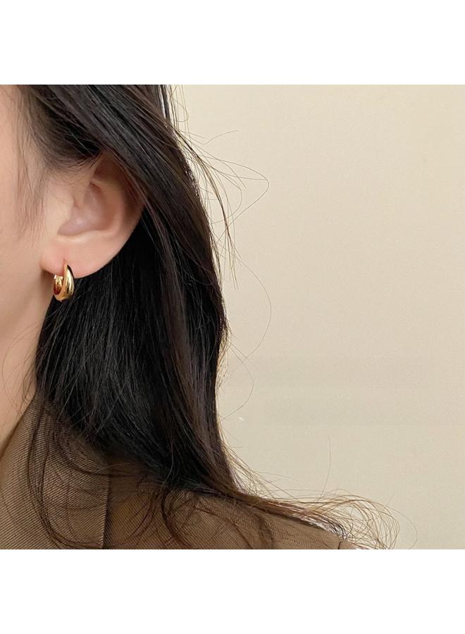 925 Silver Needle Plain Ring Earrings Niche Design High-grade Cold Style Ear Ring New Fashion Ear Buckle Earrings 