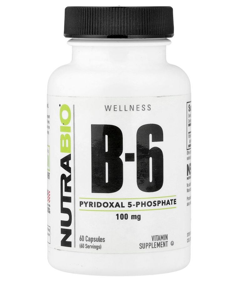 NutraBio Vitamin B-6 100 mg 60 Capsules