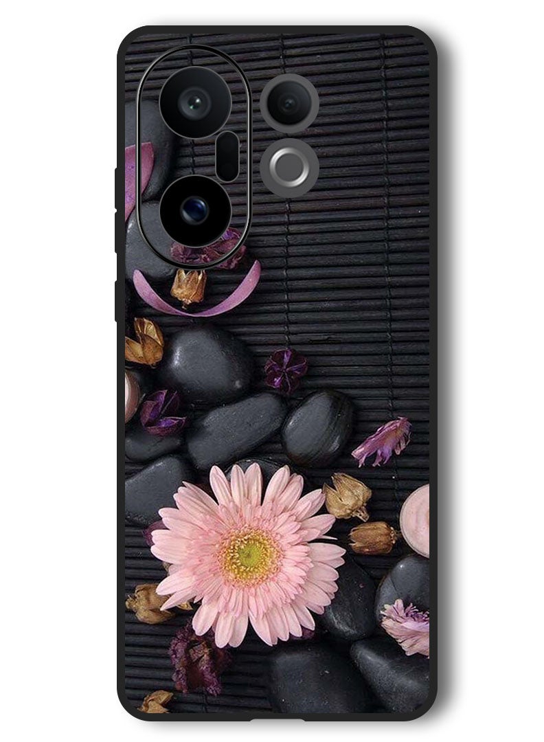 Theodor Case Compatible with Vivo X200 FE 6.31 Inch Protection Shockproof Bumper Cover Flowers & Stones - Image 1