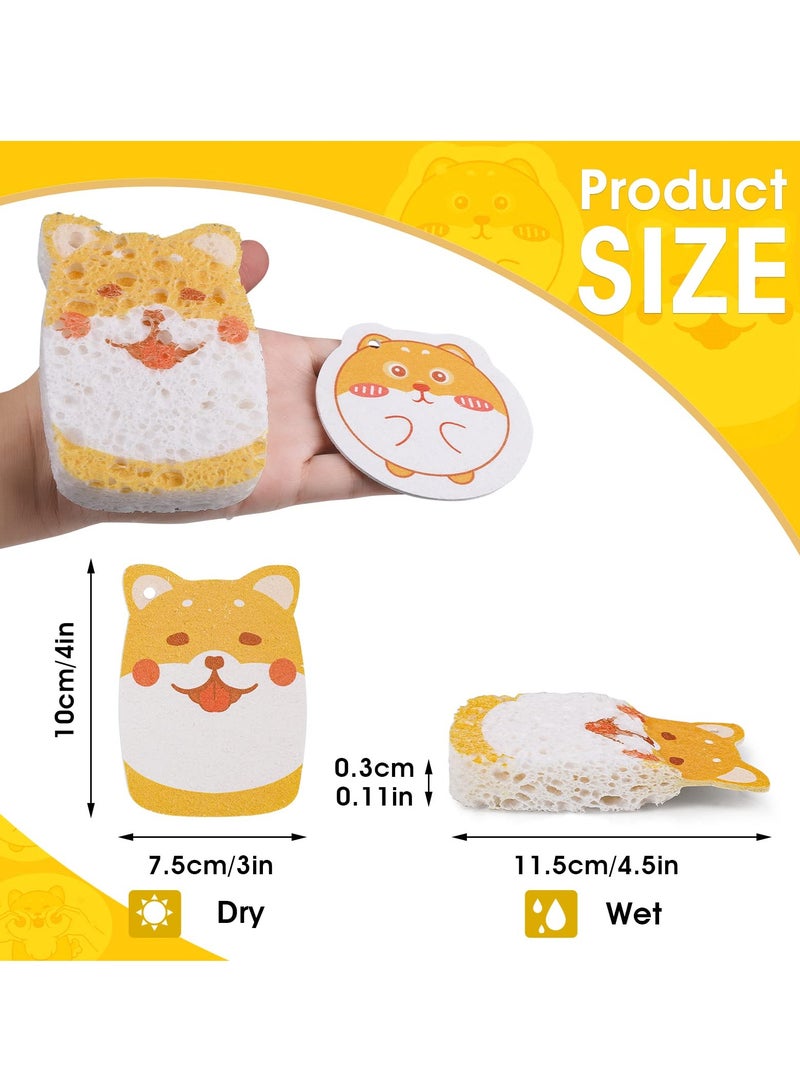 SYOSI Kitchen Sponges, Non-Scratch 8 Pcs Cellulose Cleaning Sponges Reusable Washing Dish Sponge Degradable Pop up Sponges for Dish Glass Floors Cleaning - Image 5