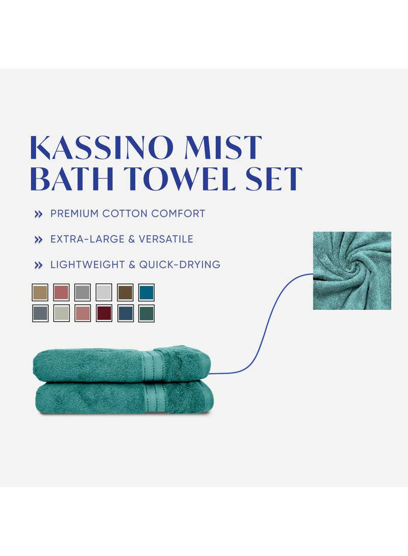 كاسينو Kassino Premium Bath Towels Set - (2 Pack, 70x140 cm), 580 GSM Bath Towel,100% Combed Cotton, Soft & Quick-Dry Towels for Bathroom, Highly Absorbent, Double Stitched Hotel Quality Towels | Sea Green - Image 3