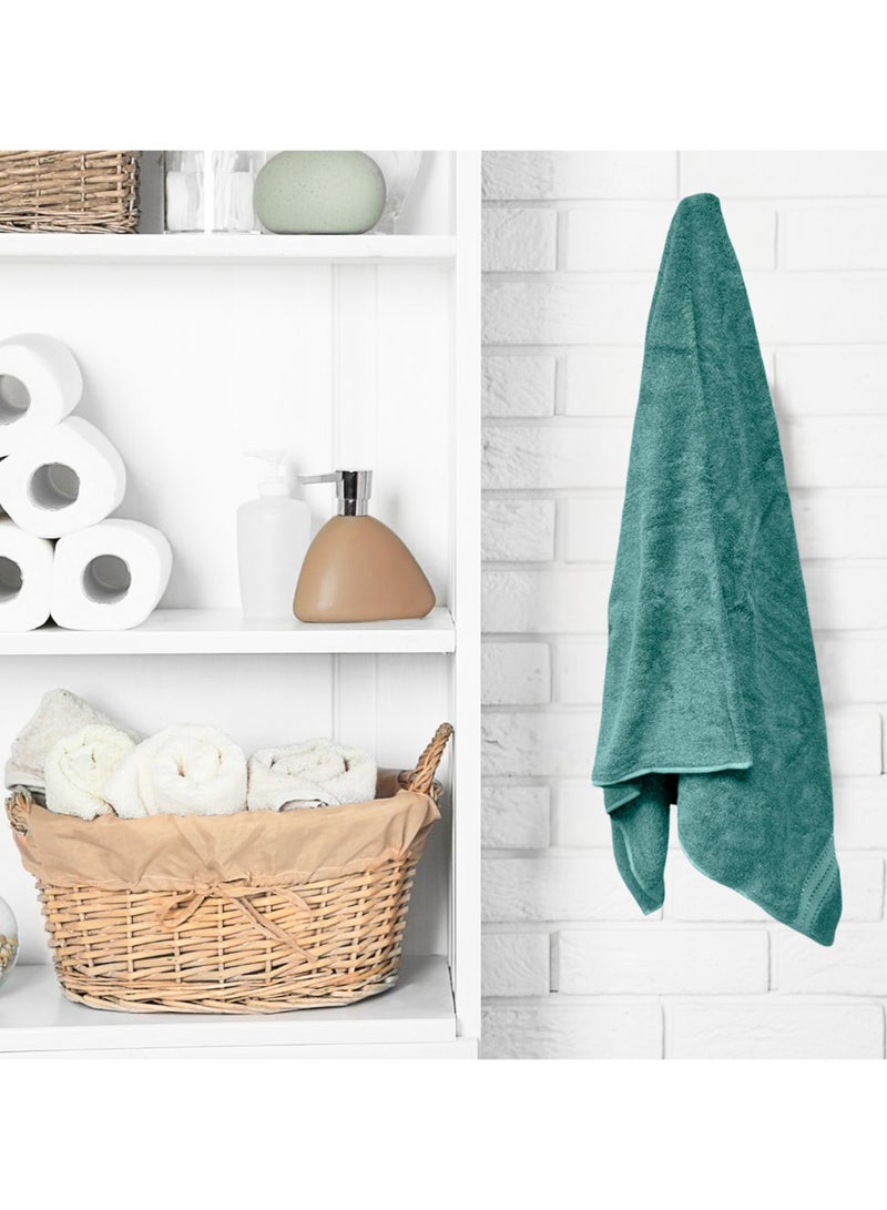 كاسينو Kassino Premium Bath Towels Set - (2 Pack, 70x140 cm), 580 GSM Bath Towel,100% Combed Cotton, Soft & Quick-Dry Towels for Bathroom, Highly Absorbent, Double Stitched Hotel Quality Towels | Sea Green - Image 4