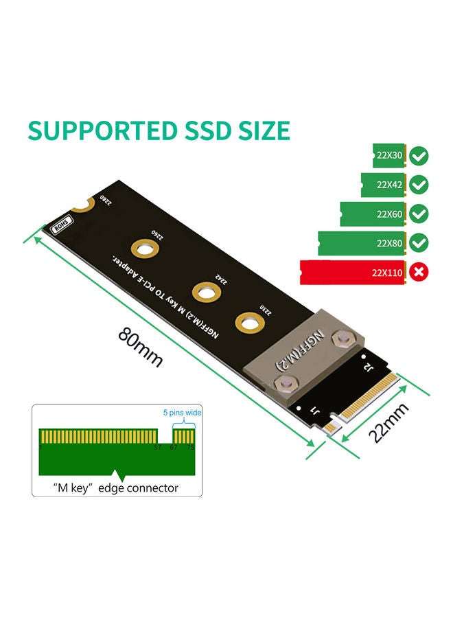 M.2 NVME M-key To PCI-E 3.0 16X Extension Cable Black - Image 5