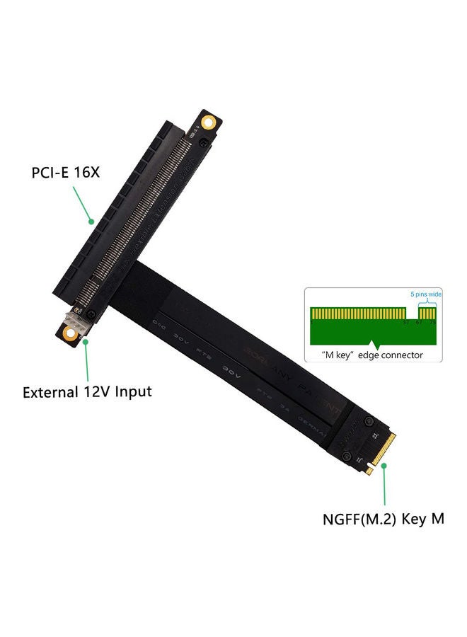 M.2 NVME M-key To PCI-E 3.0 16X Extension Cable Black - Image 3