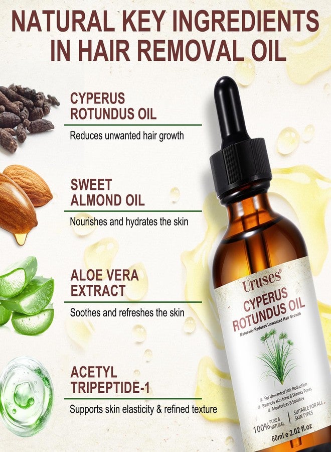 Uruses 3Pack Cyperus Rotundus Oil, Natural Cyperus Rotundus Oil for Hair Removal, Reduces Unwanted Hair Growth, Moisturizes & Soothes The Skin, Suitable for All Skin Types - Image 3
