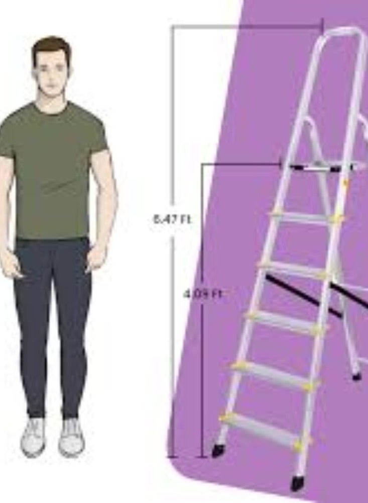 KNP KNP Aluminum Step Ladder - 6 Feet is a versatile and robust ladder, designed to offer stability and safety for a variety of tasks.  - Image 2