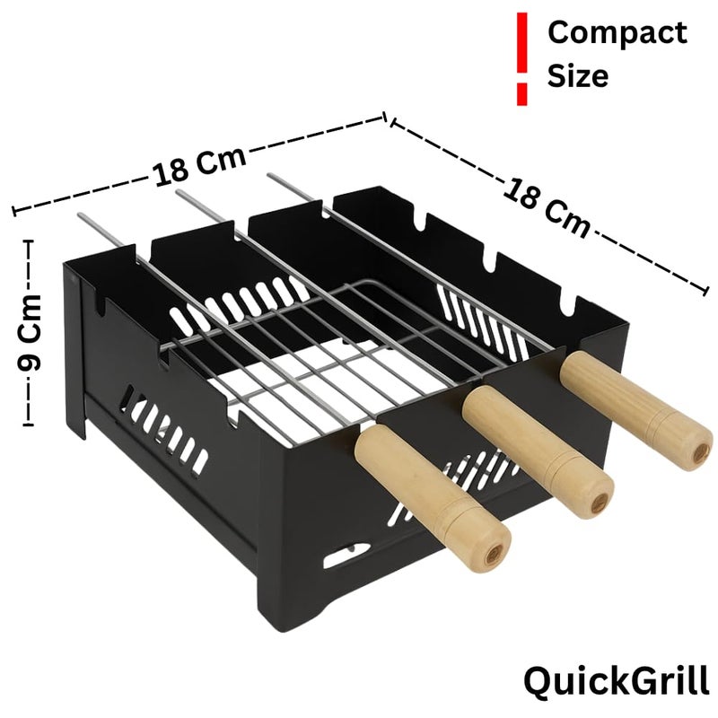 Chefman Portable Charcoal & Gas Barbeque Grill | 2-in-1 Outdoor BBQ with 3 Skewers | Portable Tandoor for Home, Travel & Camping - Image 3
