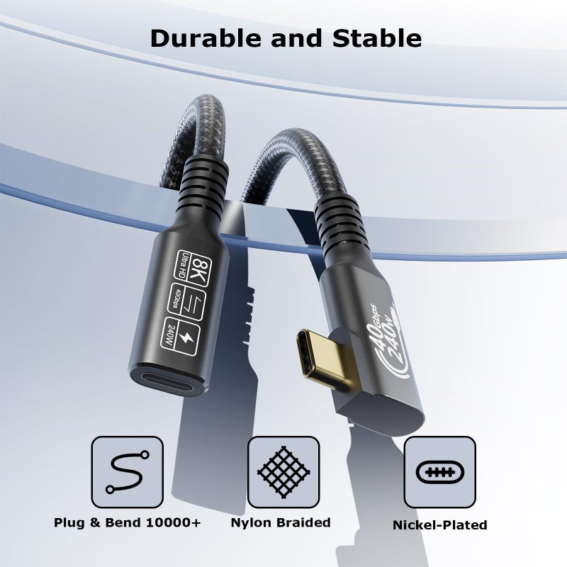 CHENLENIC USB C 4 Extension Cable, with Thunderbolt 4 Cable, 240 W Charging, 40 Gbps Data, 8K @ 60Hz 4K, PD3.1, USB C Female, for Hub, Dock MacBook, SSD - Image 2