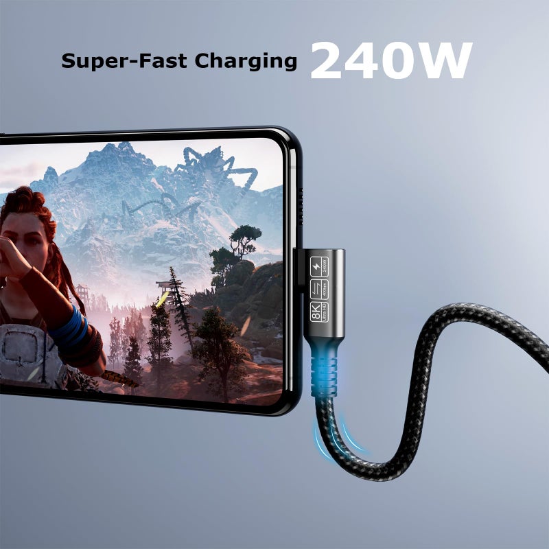 CHENLENIC USB C 4 Extension Cable, with Thunderbolt 4 Cable, 240 W Charging, 40 Gbps Data, 8K @ 60Hz 4K, PD3.1, USB C Female, for Hub, Dock MacBook, SSD - Image 4