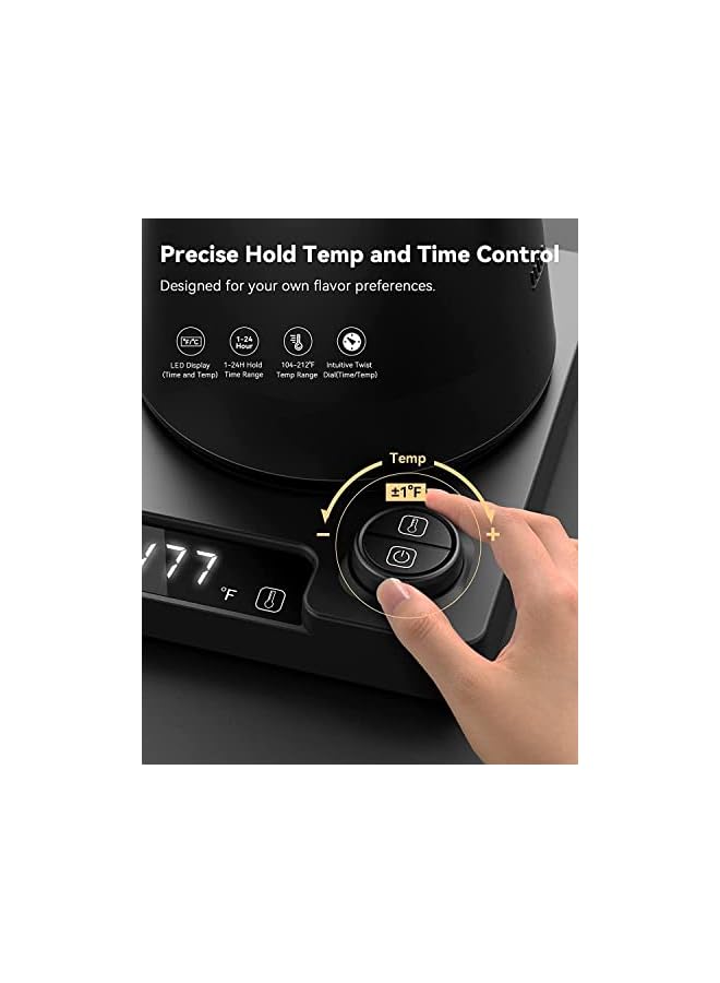 PROMASS Temperature Control Gooseneck Kettle, Pour Over Kettle for Coffee Tea Brewing, Stainless Steel Inner Lid and Bottom, 1200W Rapid Heating, 1L, Matte Black - Image 3