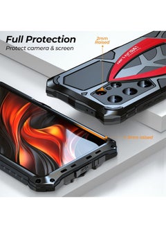 Aookay [1+1] Metal Case for Samsung Galaxy S25 Ultra Case, with 1 Tempered Glass Screen Protector, Mil-Aluminum Metal Shockproof Case Full Body Protection Heavy Duty Armor Hard Cover (Red)  - Image 4
