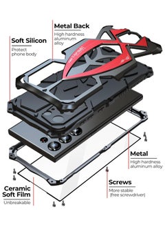 [1+1] Metal Case for Samsung Galaxy S25 Ultra Case, with 1 Tempered Glass Screen Protector, Mil-Aluminum Metal Shockproof Case Full Body Protection Heavy Duty Armor Hard Cover (Red) - pzsku/Z806CB0A9EC29FF051DB7Z/45/_/1733211344/3e9e92bd-e307-4f3f-89de-26f3de770c64